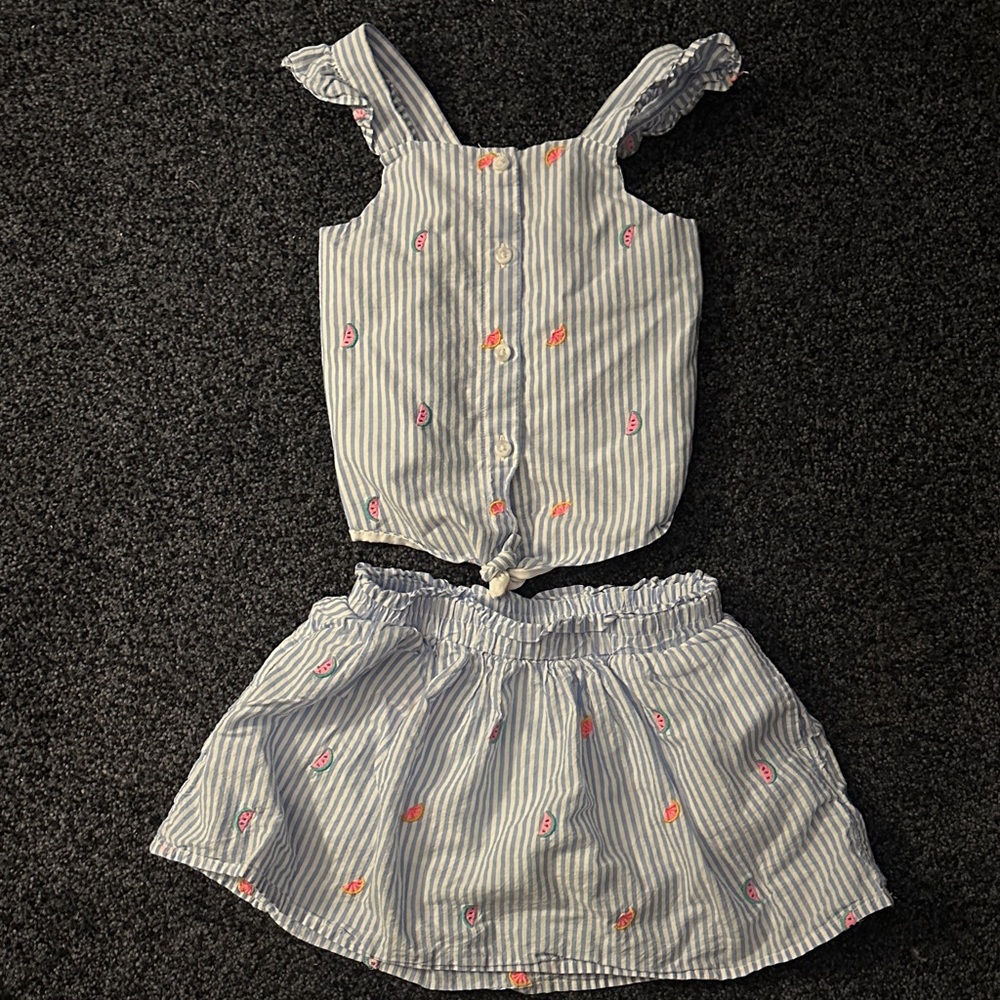 Cat & Jack Blue and White Striped Skirt Set